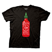 Sriracha Hot Chili Sauce Bottle Illustration Black T-Shirt